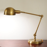 全铜美式台灯创意台灯复古书房学习台灯客厅卧室床头伸缩纯铜台灯