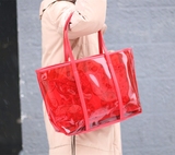 雅诗兰黛15最新款大单肩包 红石榴两件套包邮 果冻包+化妆包