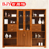 新中式实木书柜 储物柜置物柜办公室展示柜 2门4门6门 书房柜书橱