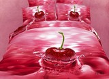 水果图案草莓樱桃床上用品被套床单3D油画四件套全棉个性四件套