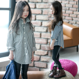 秋季韩版儿童衬衣中大女童衬衫长袖薄款小学生女孩中长款开衫上衣