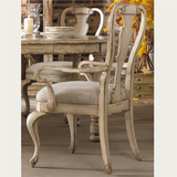 美式复古实木餐椅欧式古典软包布艺带扶手靠背餐椅书椅休闲椅定制