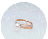 卓越珠宝 18K玫瑰金钻石戒指黄金天然日本okoya海水珍珠戒指指环