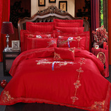 专柜品质 中式特色婚庆喜庆大红十件套 床上用品大套件 包邮