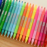 安安家 创意文具 糖果色双头彩色水性笔 水彩笔 中性笔 彩色水笔