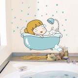 泡泡浴 卡通搞笑创意家装墙壁贴纸儿童房浴室卫生间 可移除墙贴