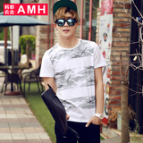 AMH男装韩版2016夏季新款休闲修身印花圆领男士短袖T恤LL5043滈