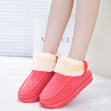 韩版女式毛口甜美棉鞋家居家用保暖棉鞋月子鞋低筒棉靴/毛毛鞋