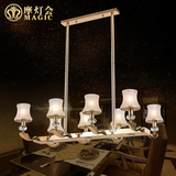 摩灯会 长方形餐厅灯全铜水晶吊灯客厅欧式水晶灯现代简约吊灯