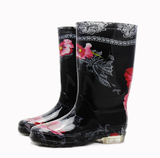 新款中国风中筒雨鞋女时尚防水鞋韩版田园坡跟雨靴防滑套鞋水靴