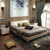 伊布尔家具北欧简约实木双人床1.8米卧室大床1.5m白色烤漆榉木床