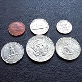 包邮保真外国硬币钱币 老版美国1美金一美圆50美分外币6枚大全套