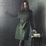 韩国SZ代购秋冬新款欧美大牌复古双排扣羊绒军装大衣加厚风衣外套