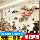 中式玉雕花鸟大型壁画 客厅沙发电视背景墙纸 无缝3D立体PVC壁纸