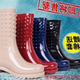 新款高筒雨鞋女春秋冬季加绒保暖水靴铆钉马丁雨靴中筒防滑棉水鞋