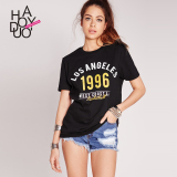Haoduoyi2016夏装新款 时尚男友风经典1996字母印花 百搭短袖T恤