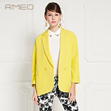 RMEO/浪漫一身2016春装新款 滑肩茧型西装外套 女中长款长袖西服
