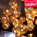 恒爵 简约现代餐厅灯金砖银砖吊灯 创意艺术酒吧不锈钢球形吊灯