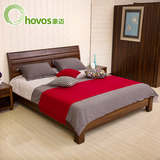 HOVOS/豪迈 实木床中式床1.5m 1.8米双人床气动储物高箱大床婚床