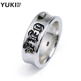 YUKI男士S925银戒指环泰银食指戒子个性小指尾戒梵文护身挂坠饰品