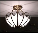欧式吸顶灯美式全铜半吊圆形卧室复古简约现代田园玄关阳台led灯