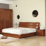 意特尔美国红橡木纯实木家具简约现代实木床1.8米双人床大床包邮
