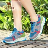Camel/骆驼透气女鞋夏季新款运动休闲网面鞋反绒牛皮网布鞋