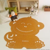 韩版可爱卡通猴子羊毛毡家居脚垫 吸水防滑进门垫 毛毡地毯垫