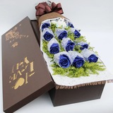 昆明鲜花预定同城速递情人节生日送花11朵蓝色玫瑰礼盒N175