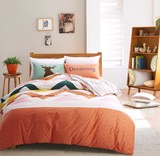 彩色条纹北欧简欧女孩床上用品欧美现代被套床单纯棉四件套个性4
