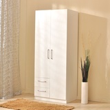 现代板式衣橱双门衣柜板式储物柜白色定制家具小户型平开门
