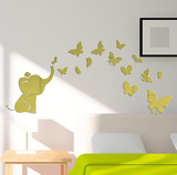 大象蝴蝶3D亚克力立体墙贴卧室儿童房幼儿园背景墙创意装饰贴画