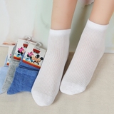 迪士尼/Disney儿童袜子 春夏薄棉袜 纯色网眼袜 米奇男女童学生袜