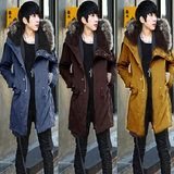冬装青年男士加绒风衣韩版潮修身中长款学生纯棉大衣加厚保暖外套