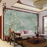 新中式3D高清手绘工笔花鸟图壁纸 客厅沙发 电视背景墙纸定制壁画