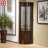 黑檀木玻璃酒柜 墙角红木酒柜三角展示储物柜 客厅新古典实木家具