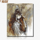 魔术手精品diy数字油画包邮特价手绘欧式名画人物拉提琴的少女