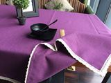 加厚棉麻纯色紫色桌布高档酒店西餐厅桌布/茶几布/书桌布/柜子布