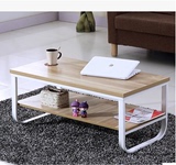 包邮简约现代茶几铁艺弧形脚创意桌子双层小户型钢木桌客厅茶桌