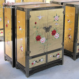 欧式新古典金箔烤漆中式彩绘门厅玄关柜 艺术手绘装饰柜家具现货
