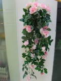 仿真玫瑰花藤假叶藤条藤蔓绢花下水空调管道装饰花塑料花壁挂花艺