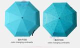 自开自收全自动伞遇水开花黑胶创意三折折叠变色遮阳 全自动雨伞