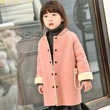 韩版中长款加厚羊羔毛绒儿童女童装冬装大衣毛呢春季女童秋冬外套