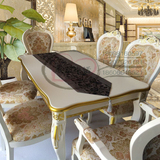欧式餐桌椅组合6人 美式奢华描金长方形白餐台1.21.4米小户型饭桌