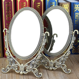 欧式高档复古双面化妆镜 椭圆梳妆镜 台式镜子6寸 七夕情人节礼物
