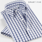SmartFive 2016新品夏装商务休闲小领韩版衬衫男短袖修身格子衬衫