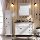 美式乡村橡木实木落地式仿古浴室柜简约欧式卫浴柜洗漱台盆组合柜