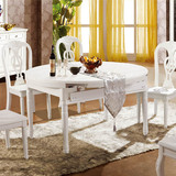 欧式实木伸缩餐桌椅组合象牙白小户型圆桌多功能折叠餐台