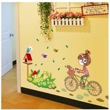 单车女孩卧室墙贴学生宿舍贴纸画现代简约创意可移除个性清新墙纸