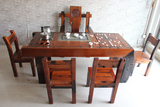 老船木茶桌椅组合实木中式茶几拱形古船茶桌异形茶台带棋盘烟灰缸